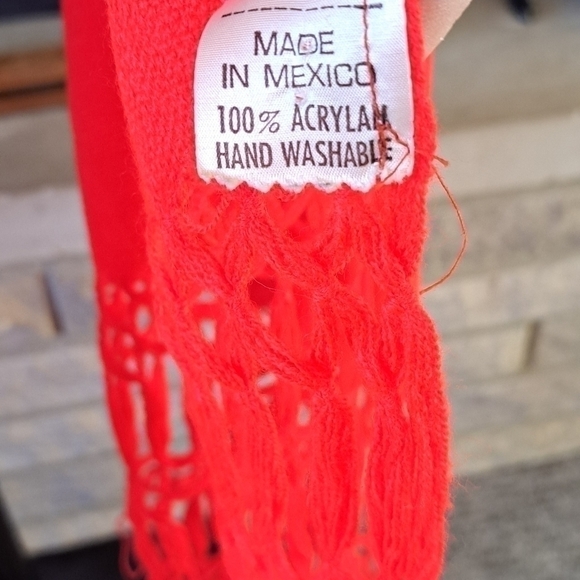 Red Acrylic Long Scarf with Fringe 75 inches by 23 inches Christmas - Picture 4 of 10